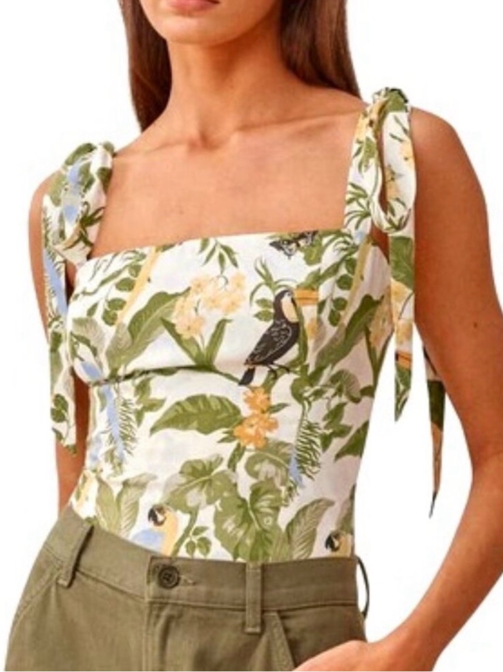 Reformation Ellora Tie Top in
Tropics | Size 12